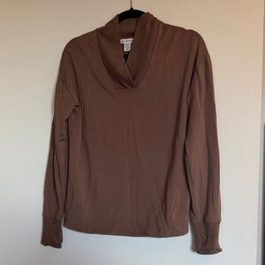 Athleta Chocolate Brown Cowl Neck Top
